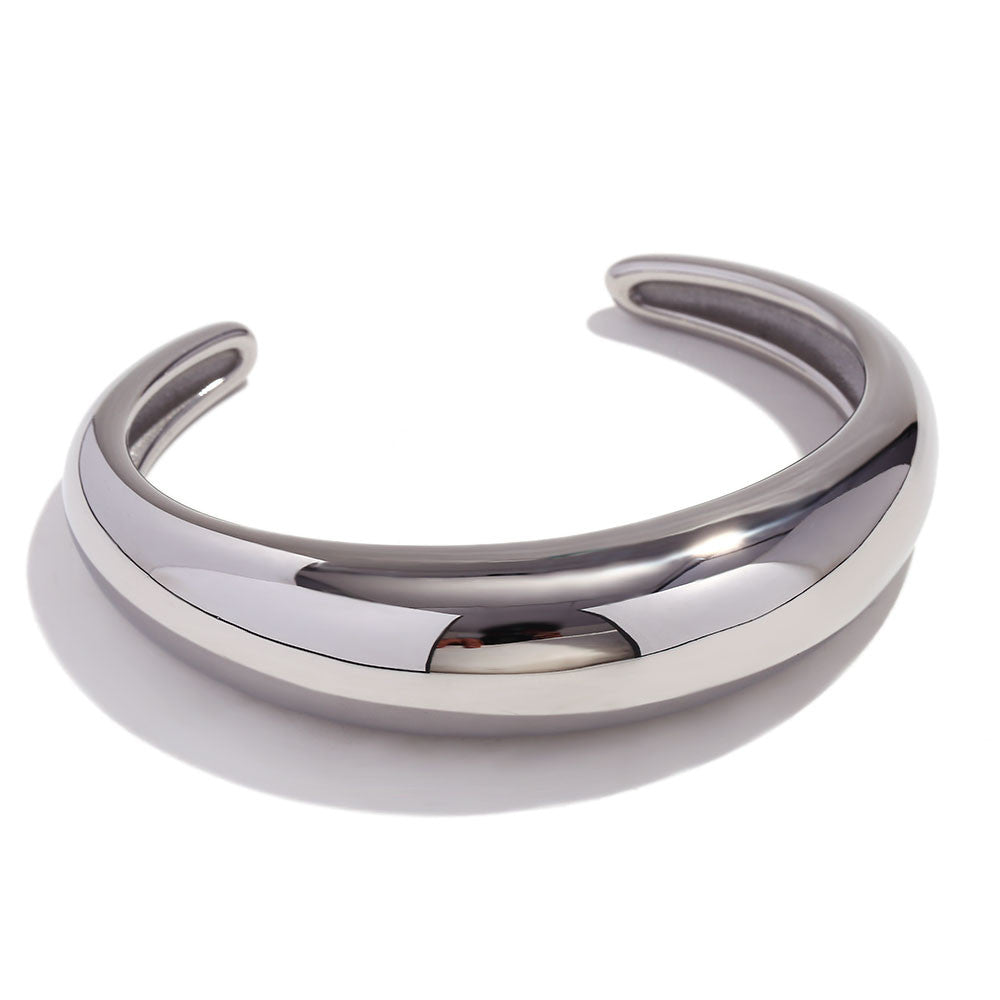 Ladies 18k Gold Smooth Polished Waterproof Stainless Steel Timeless Classic Bangle Bracelet