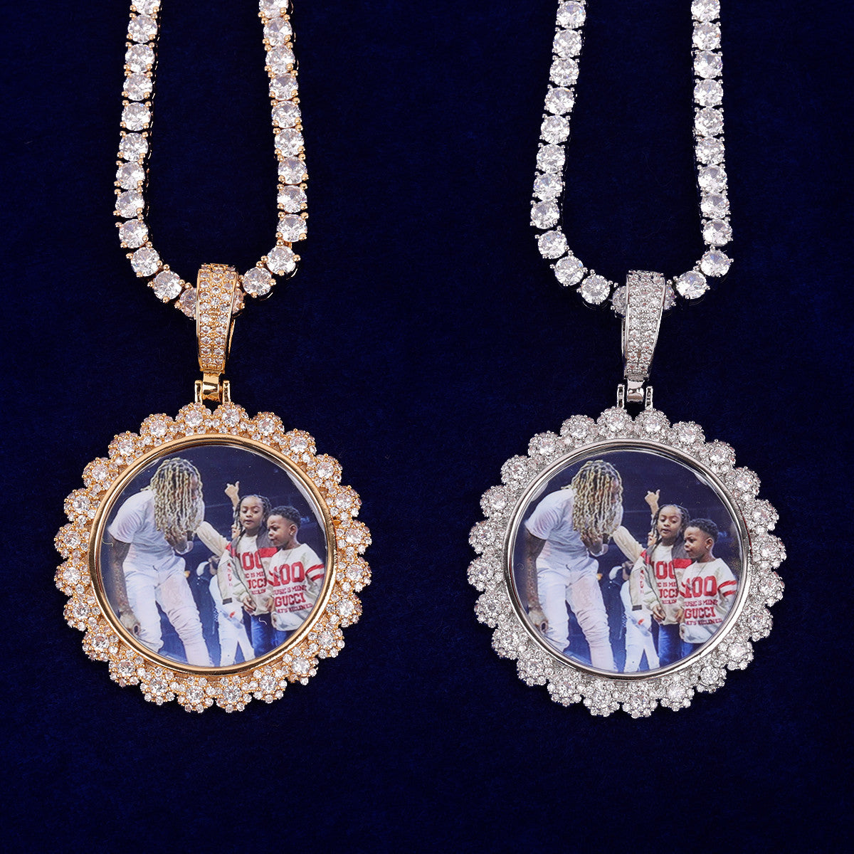 Photo Bomb | Custom Made VVS Diamond CZ Cluster Stone Picture Necklace