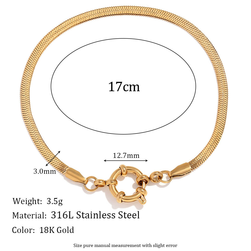 Solid Stainless Steel 18k Gold No Fade Slingshot Buckle Paper Clip Chain Bracelet