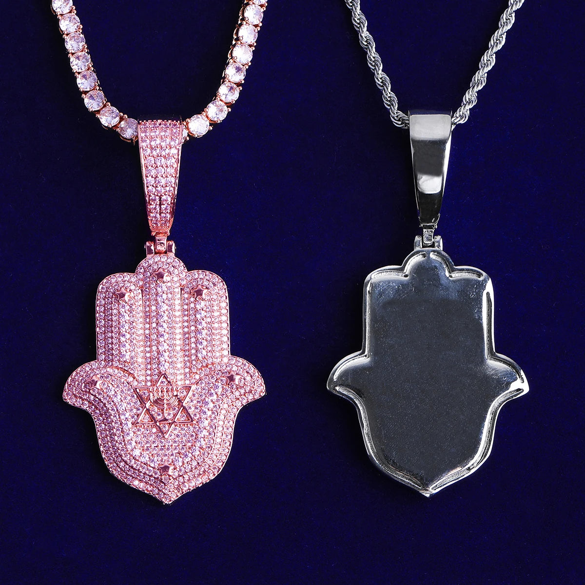 Hamsa Star Of David | VVS Diamond CZ 5AA+ Hamsa Hand Hip Hop Pendant