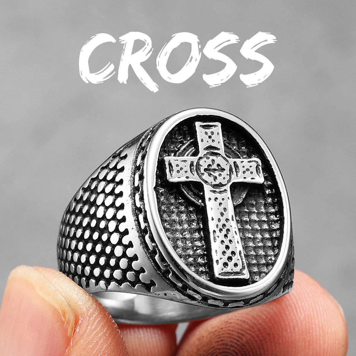 Christian Cross Collection | 316L No Fade Stainless Steel Men's Protection Cross Rings