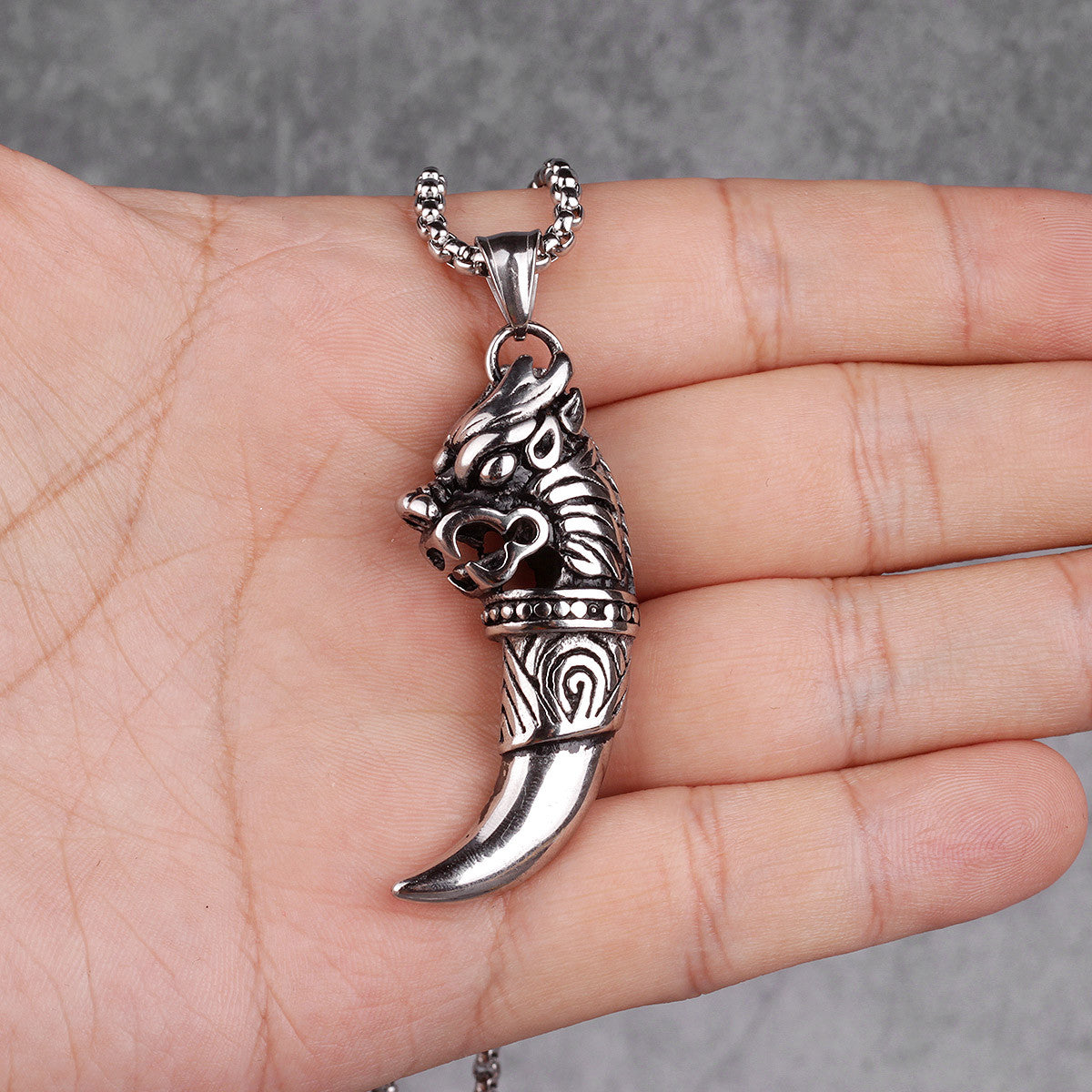 Beast Nian | The Year Monster Tooth Amulet Stainless Steel Street Style Pendant
