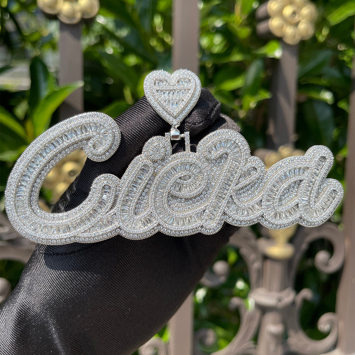Unquestioned Love | VVS Diamond CZ Baguette Iced Nameplate Blinged Out Pendant