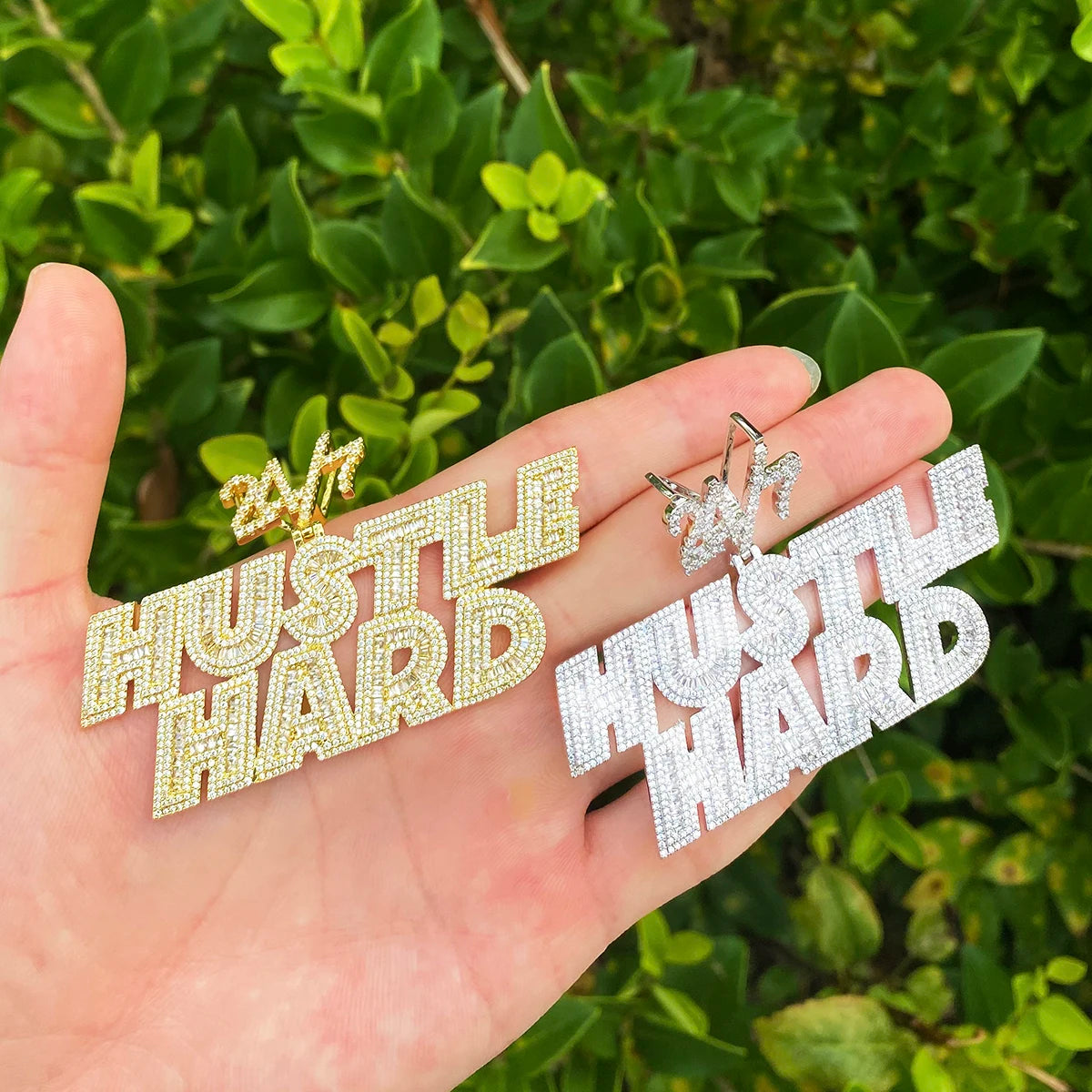 Hustle Hard | VVS Diamond CZ 5AA+ Luxury 24/7 Bail Hip Hop Pendant Chain