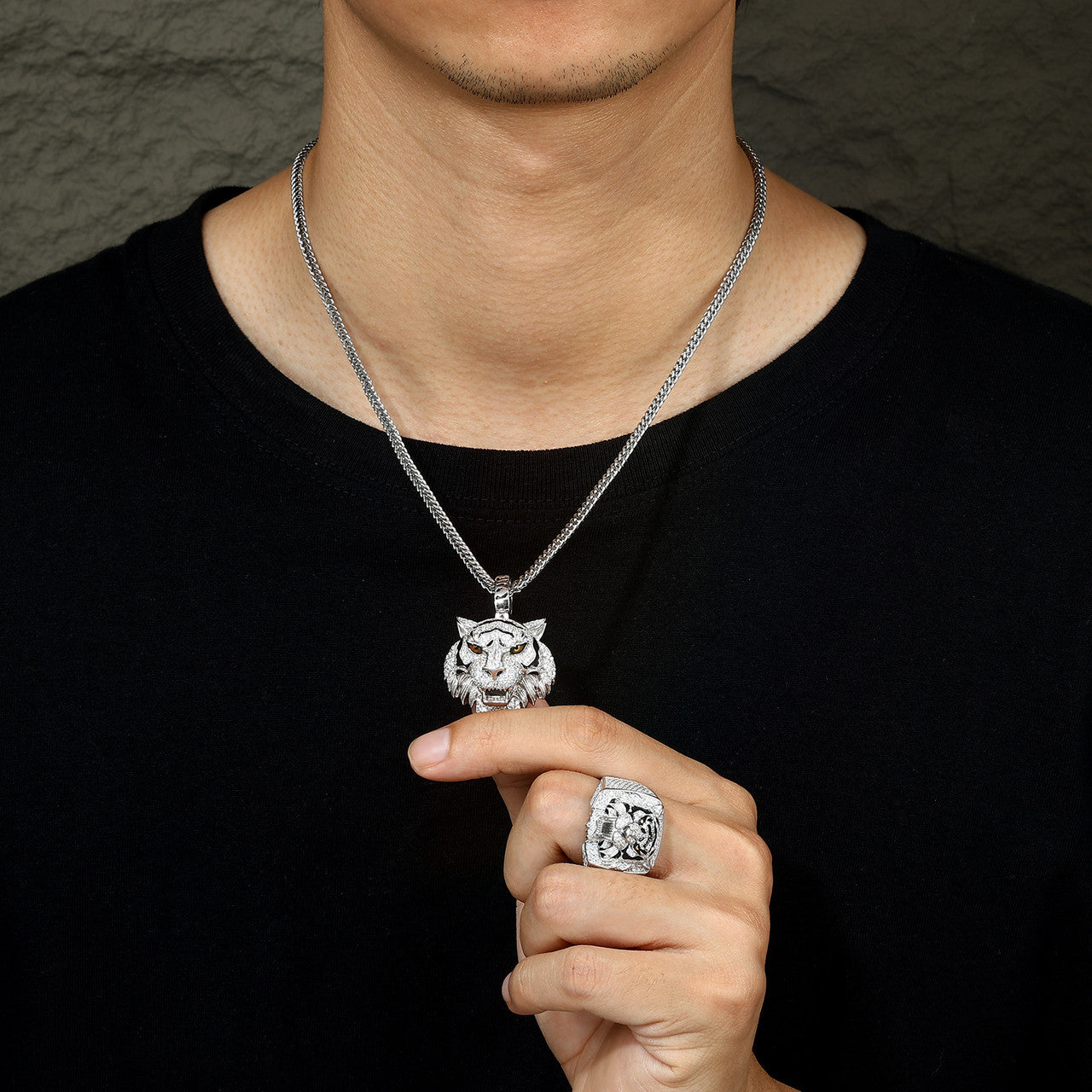 Tiger Pride | Sterling Silver Moissanite Diamond Luxury Hip Hop Iced 3D Tiger Pendant