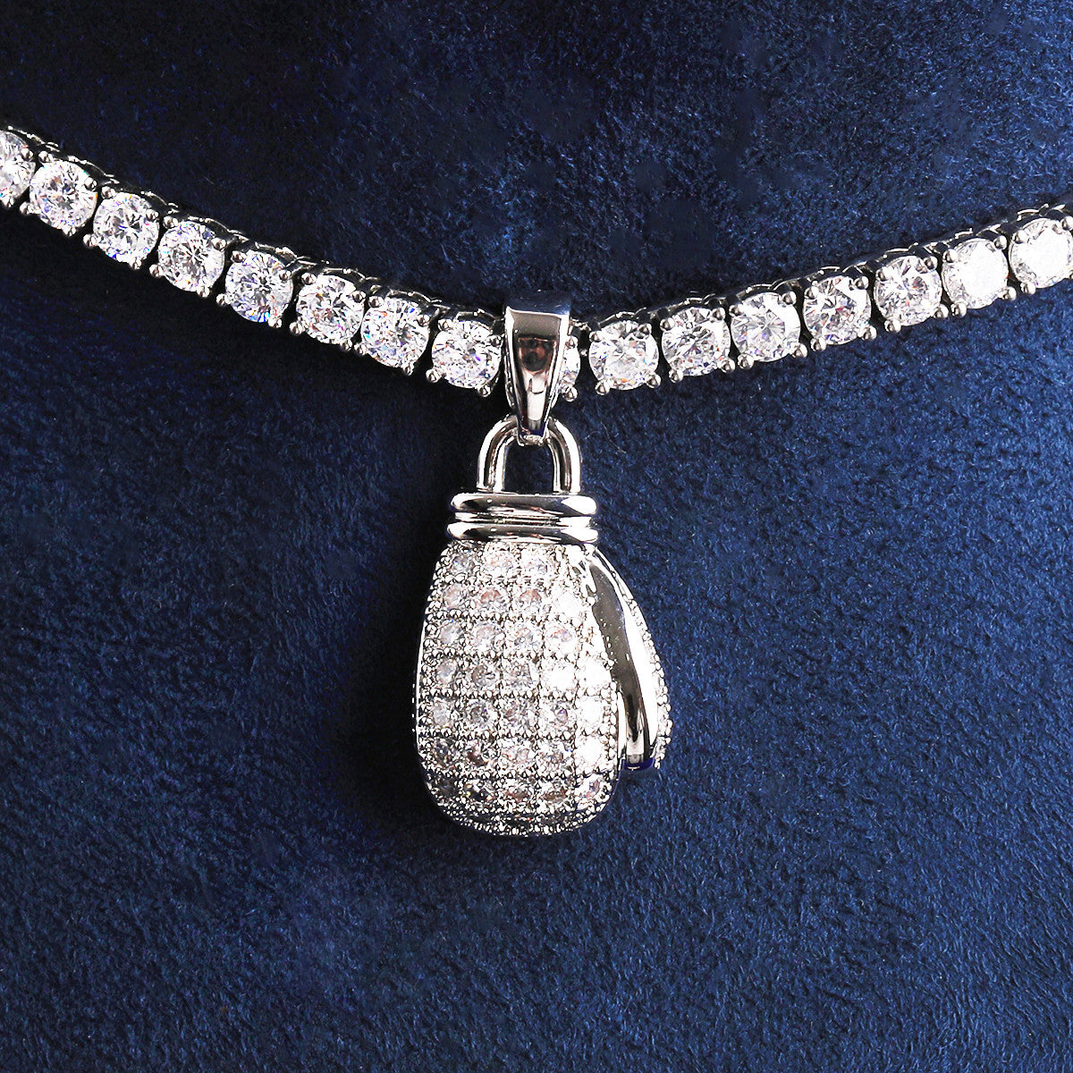 The Champ | VVS Diamond CZ Rose Gold 925 Silver 24k Luxury Hip Hop Boxing Gloves Pendant