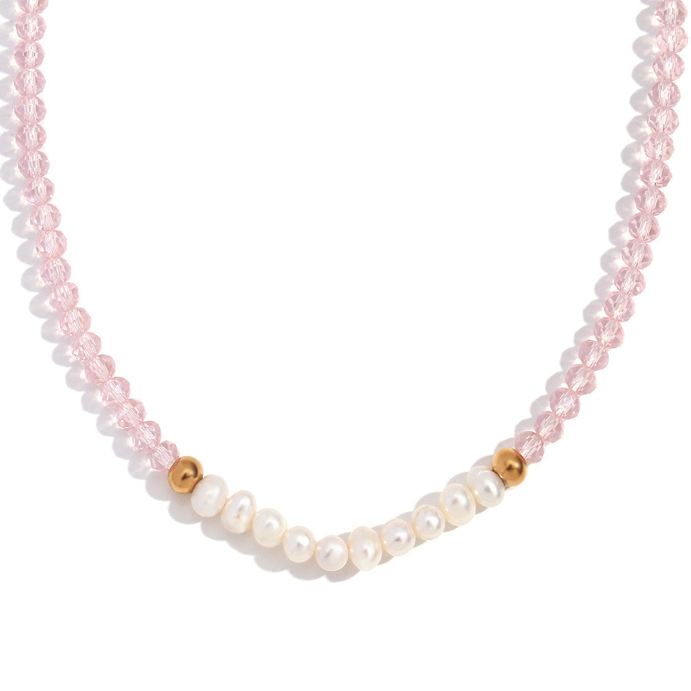 18k Gold Freshwater Pearl Handmade Necklace Waterproof Stainless Steel Necklace