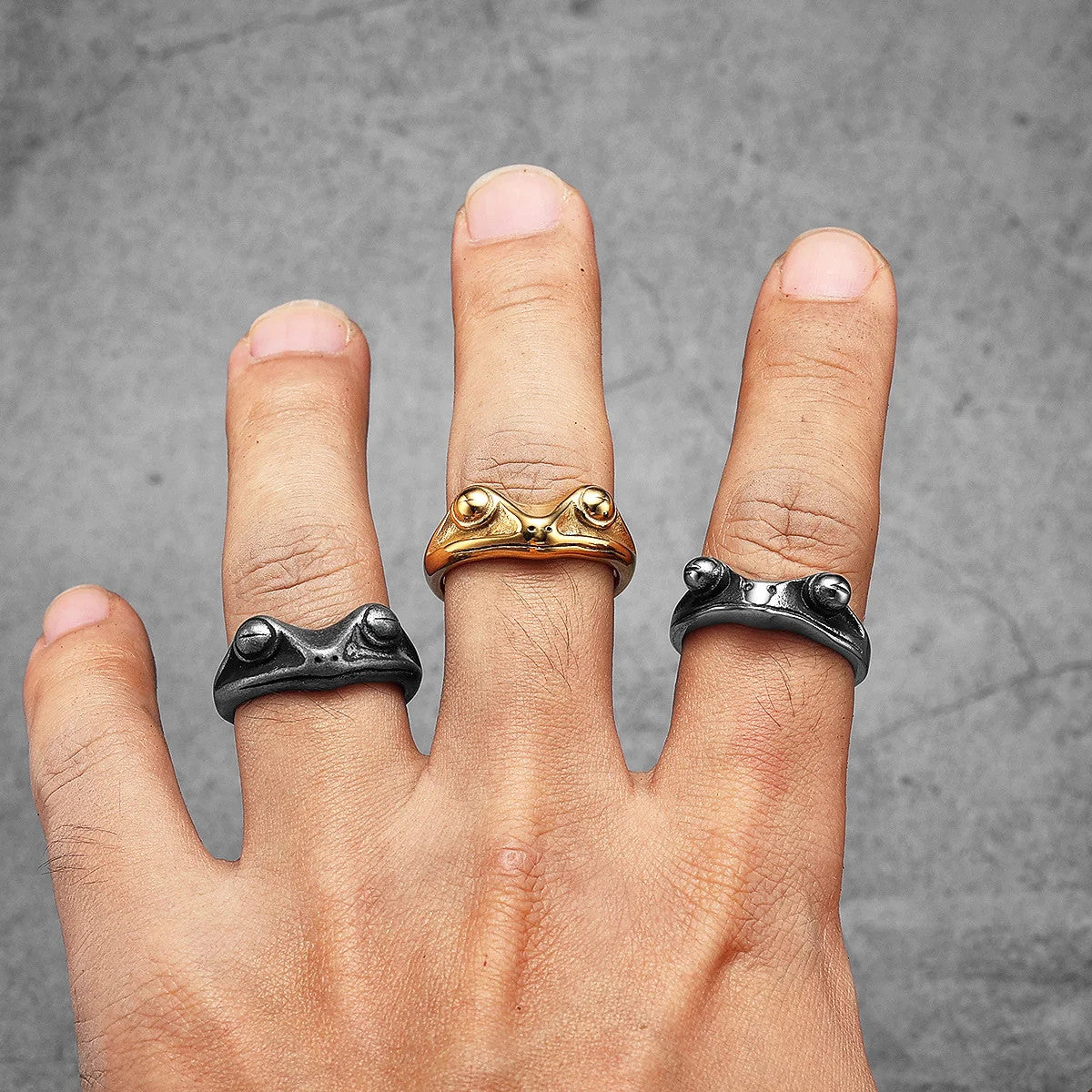 Frog Prince | 14k Gold Brushed over No Fade 316L Stainless Steel Mythical Rings