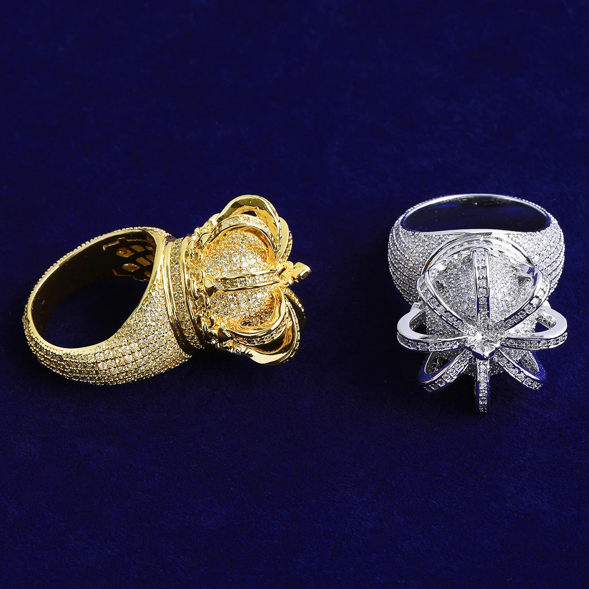 The Sovereign | Iced Bling Out VVS Diamond CZ Prong Set Crown Hip Hop Rings