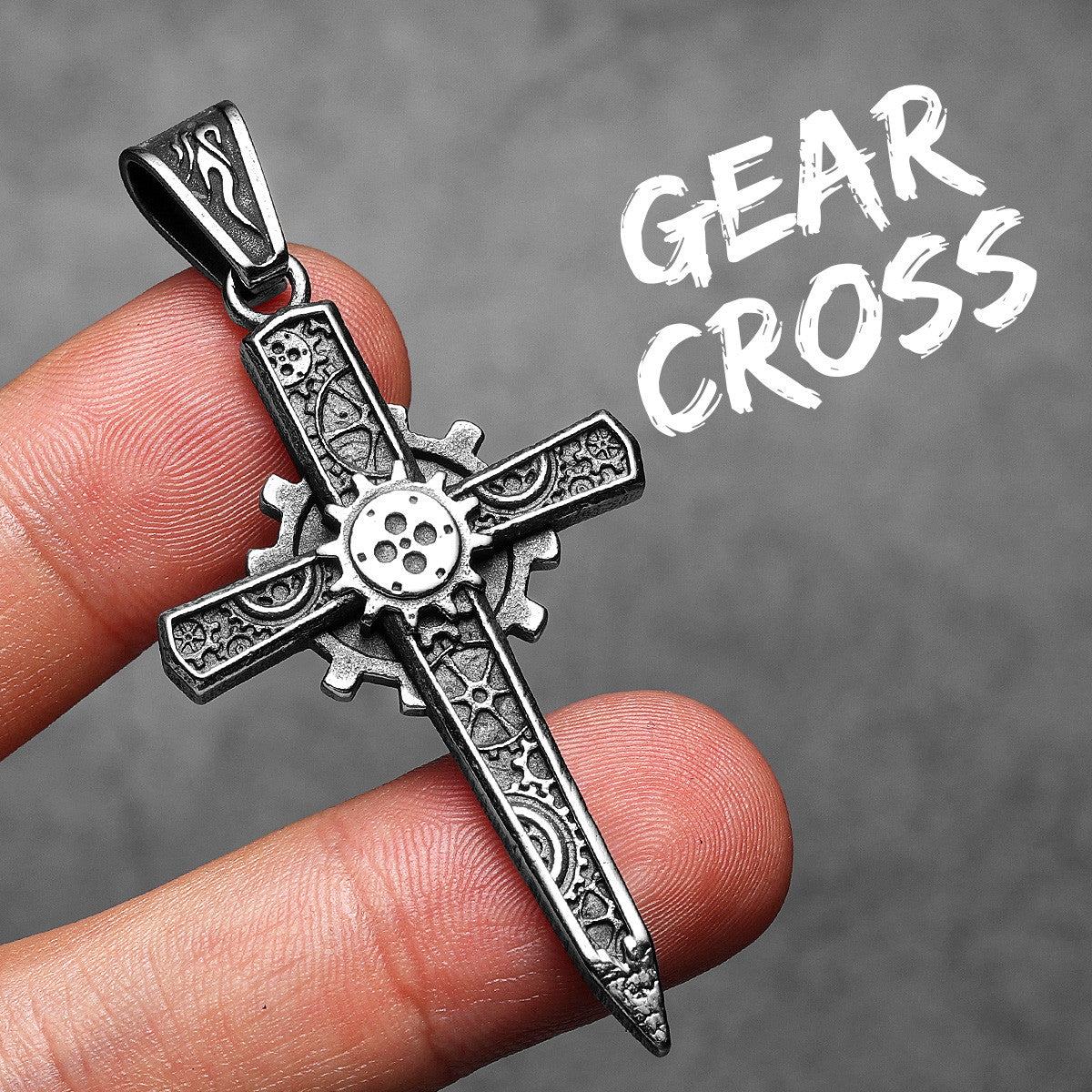Gear Cross | 316L Solid Stainless Steel Men's Gear Head Hip Hop Street Wear Pendant