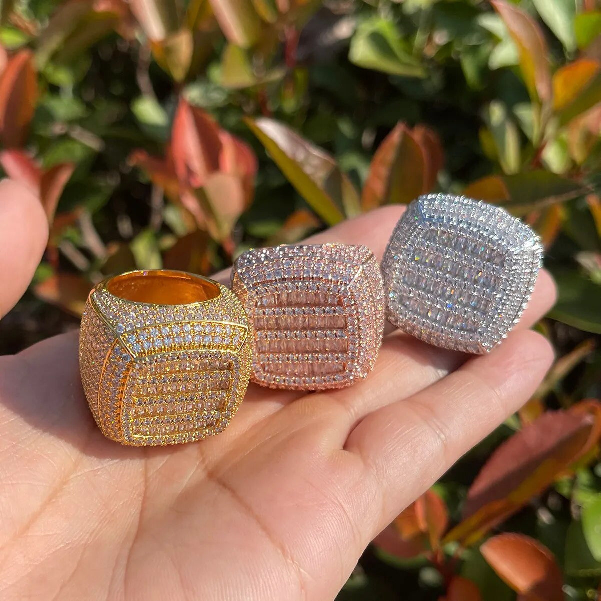 The Cold Front | Baguette & Round Stone VVS Diamond CZ Hip Hop Prong Set Rings