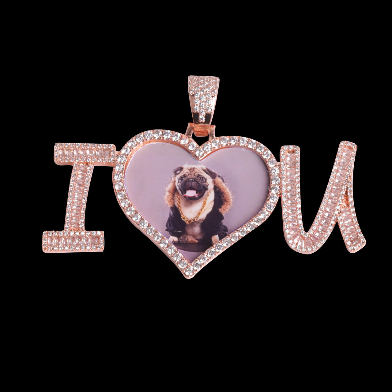 I Love You | Custom Heart Photo Picture Iced Blinged Out Memories Pendant