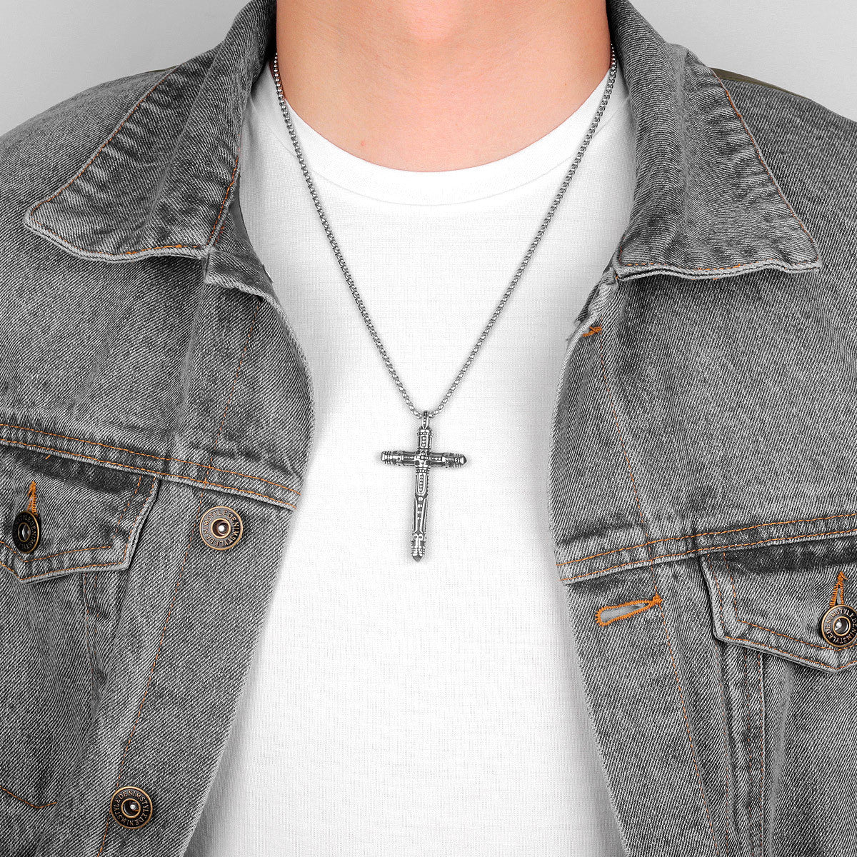 Rugged Cross | 316L No Fade Stainless Steel Black Silver Hip Hop Cross Pendant
