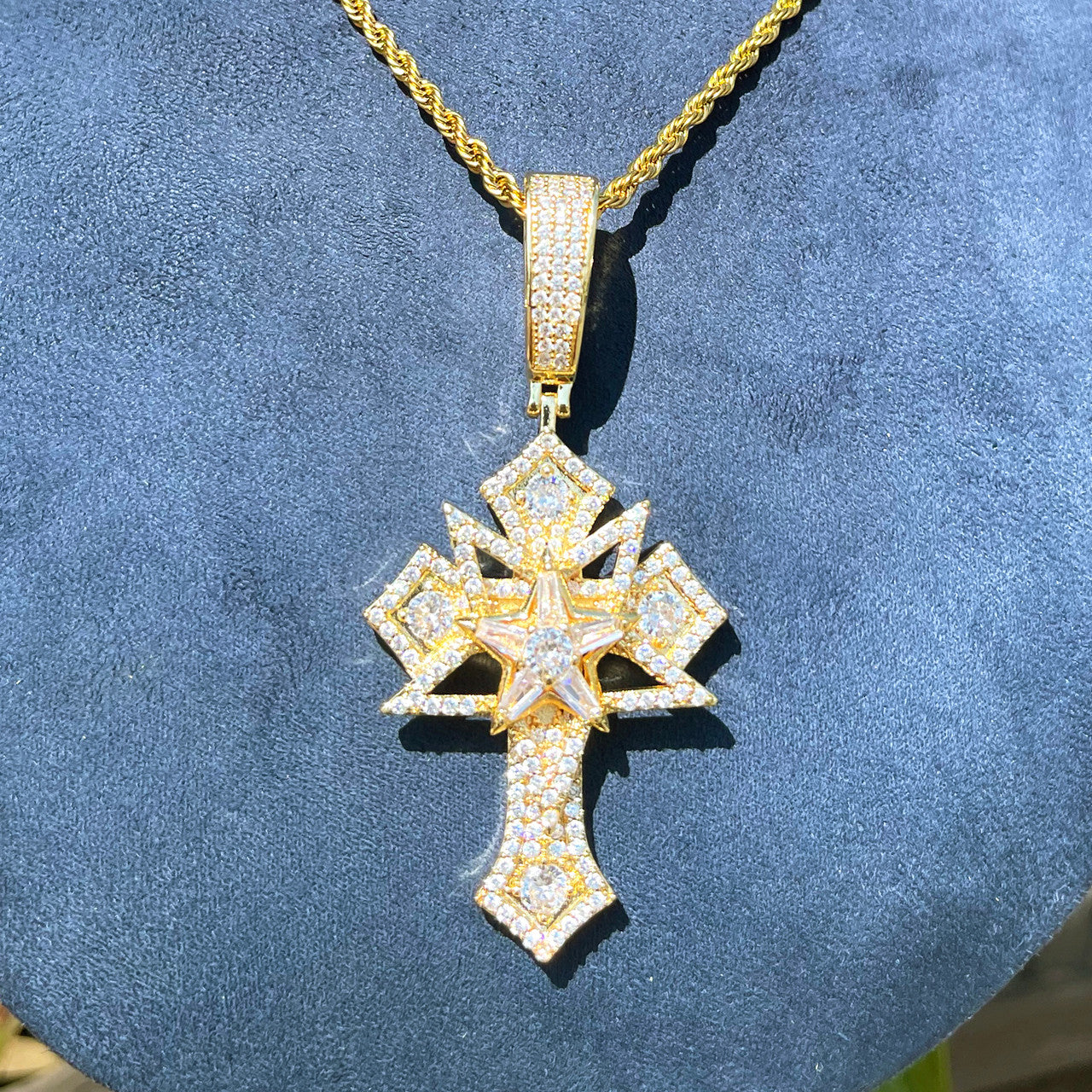 Star Crossed | Iced Prong Set Layered Cross Hip Hop Pendant