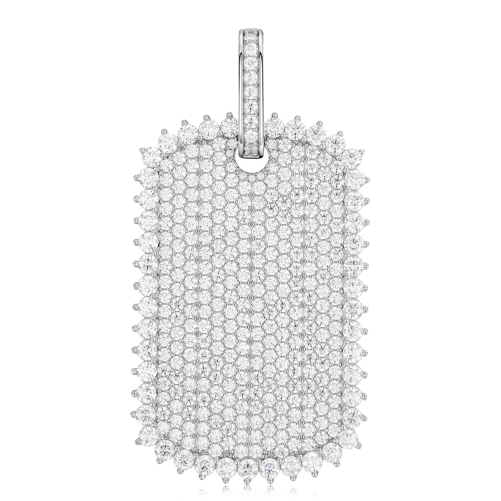 The Spark | VVS Iced Blinged Out Moissanite Diamond Dog Tag 925 Sterling Silver Pendant