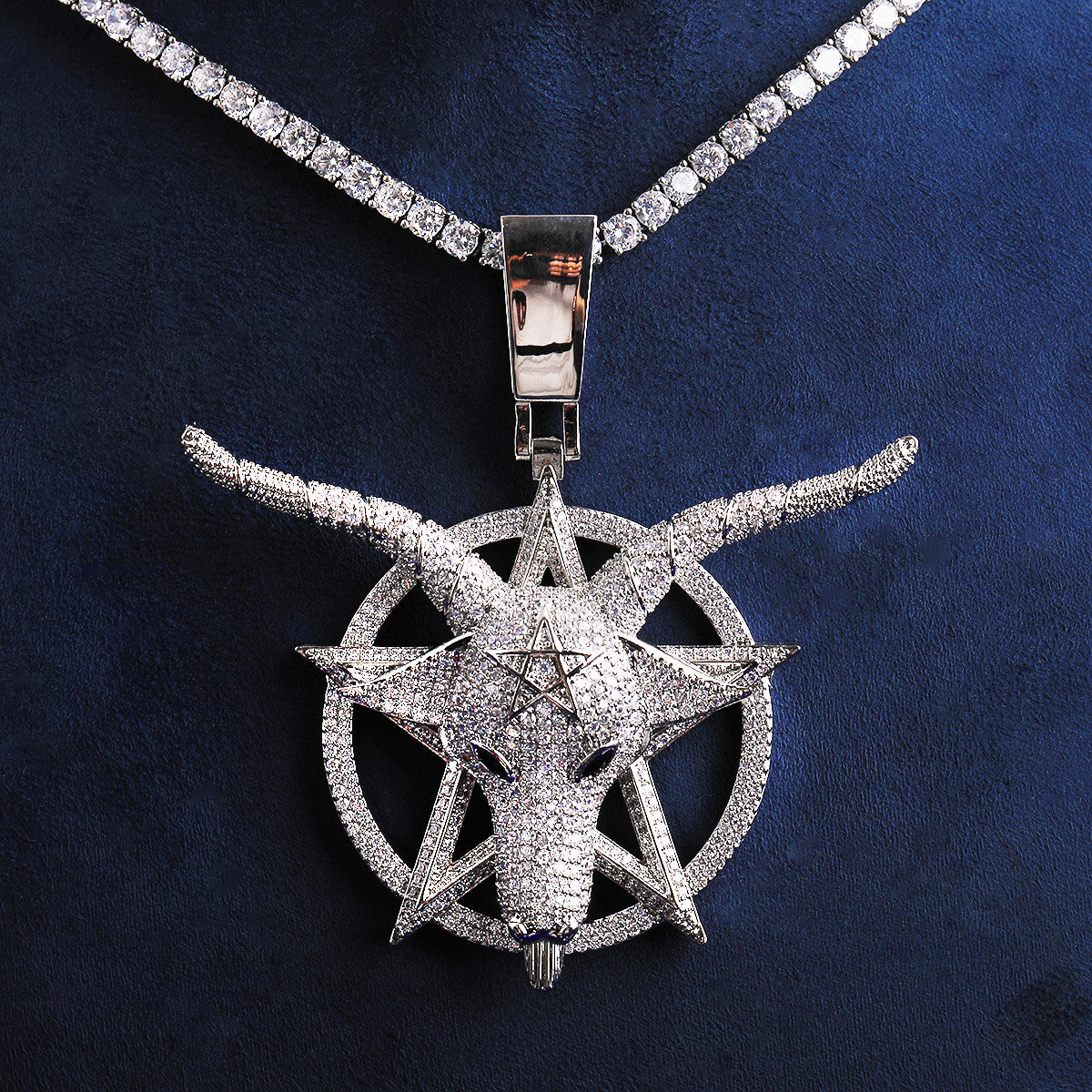 Iced Occult | VVS Diamond Baphoment Goat Head Pentagram Hip Hop Pendant