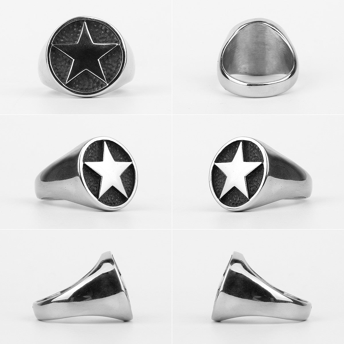 El Capitan | 316L No Fade Stainless Steel 5 Pointed Star Biker Street Wear Hip Hop Rings