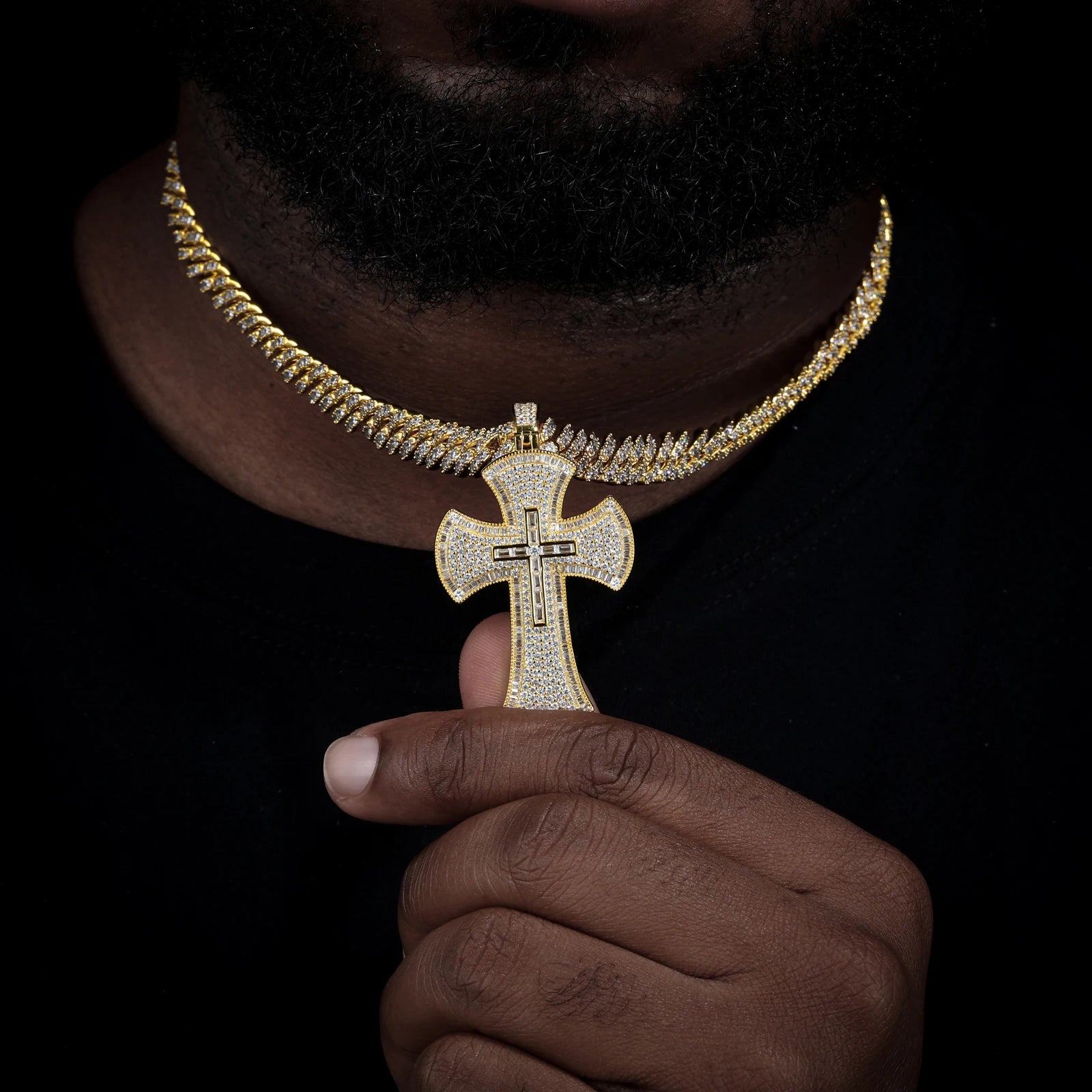 Baguette Luxury | Moissanite Diamond Solid Silver Hip Hop Cross Pendant