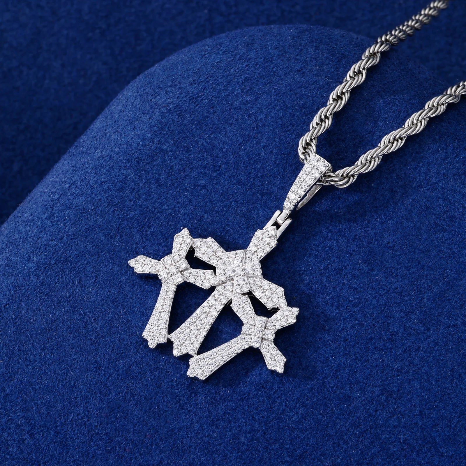 Holy Trinity lll | 925 Sterling Silver Moissanite Triple Cross Hip Hop Pendant Necklace