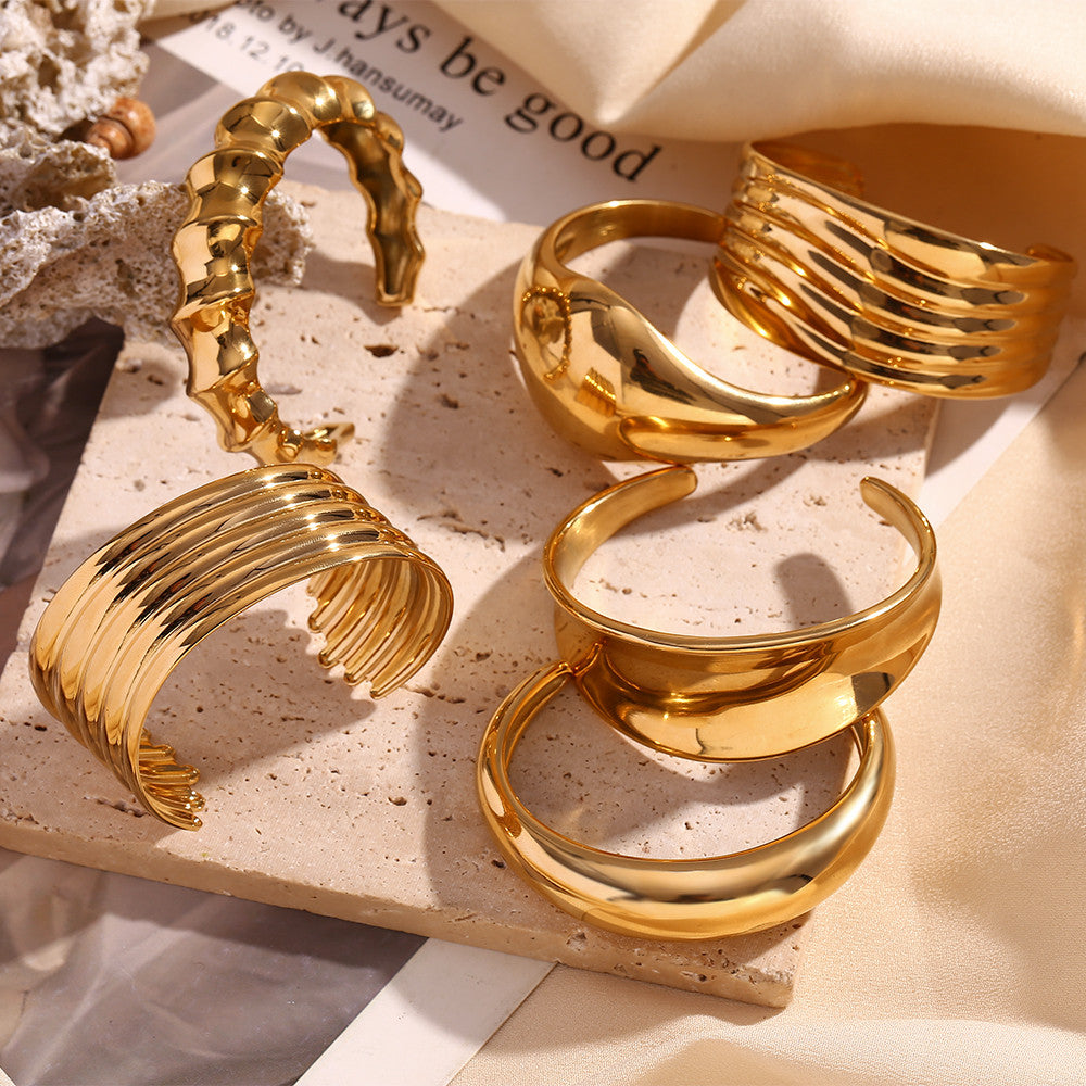 Bangle Exaggerated | Multi Layered 18k Gold over Stainless Steel Bangle Bracelets
