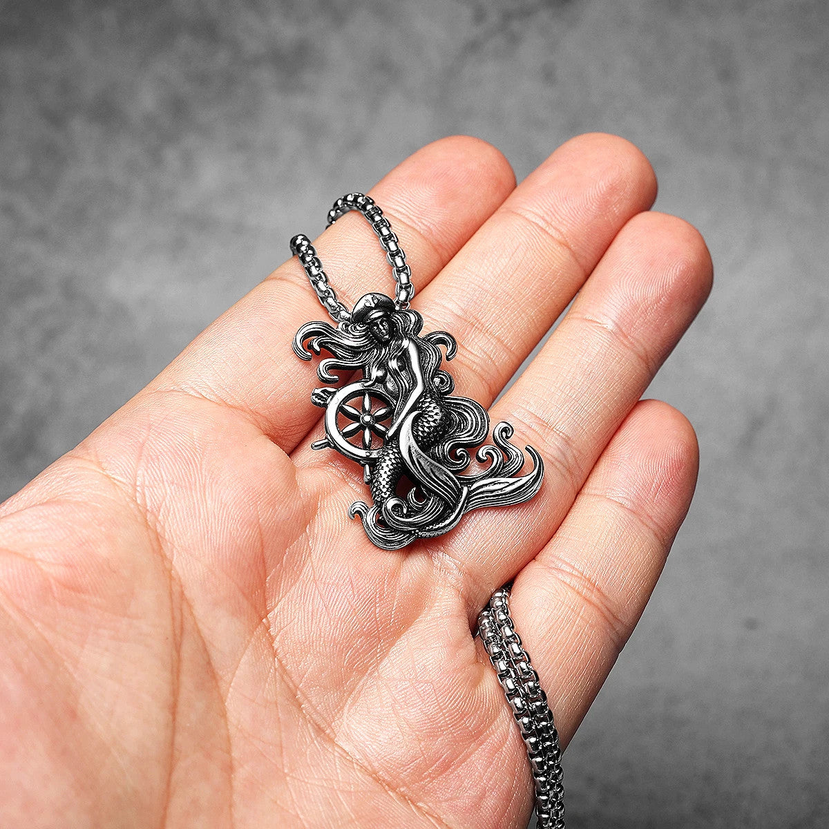 Mermaid Of The Sea | 316L No Fade Stainless Steel Captain's Helm Pendant