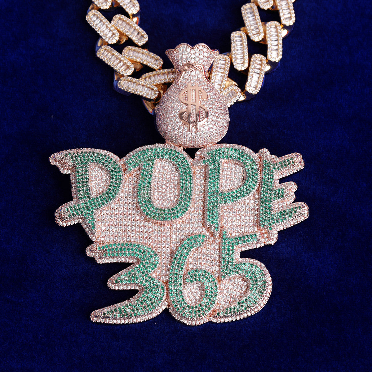 Dope Boy | Money Bag Prong Set Custom Made Nameplate Hip Hop Pendant