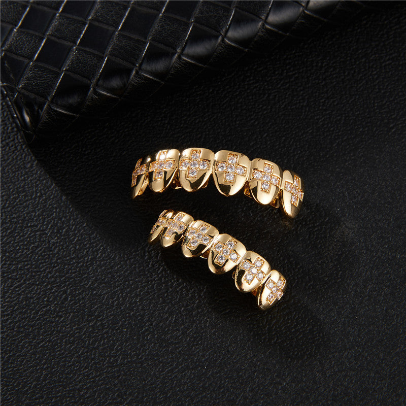 Spirit Filled | 4 Prong Set Hip Hop VVS Diamond CZ Cross Stone Teeth Grillz