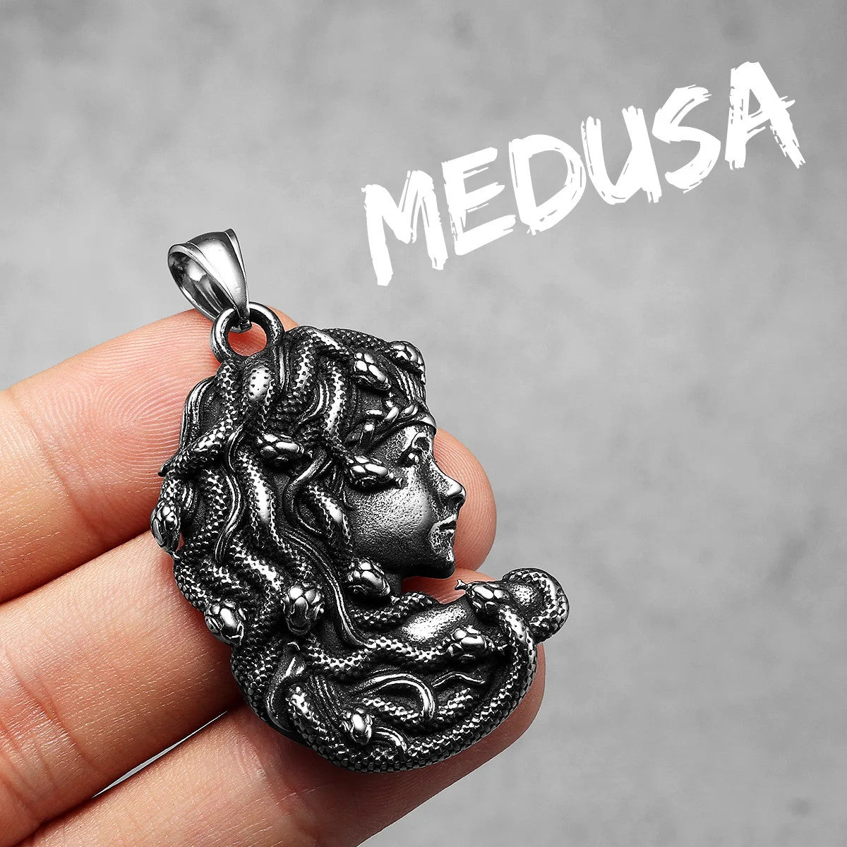 Medusa | Solid Stainless Steel Greek Mythology Snake Hair Gorgon Amulet Pendant