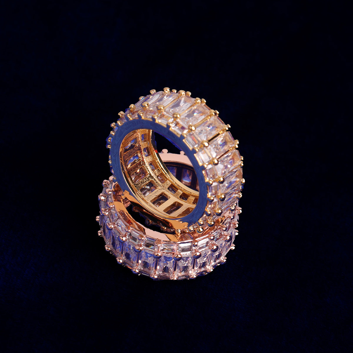 The Wheels Of Ice | VVS Diamond CZ Baguette Iced 4 Prong Set Blinged Out Rings