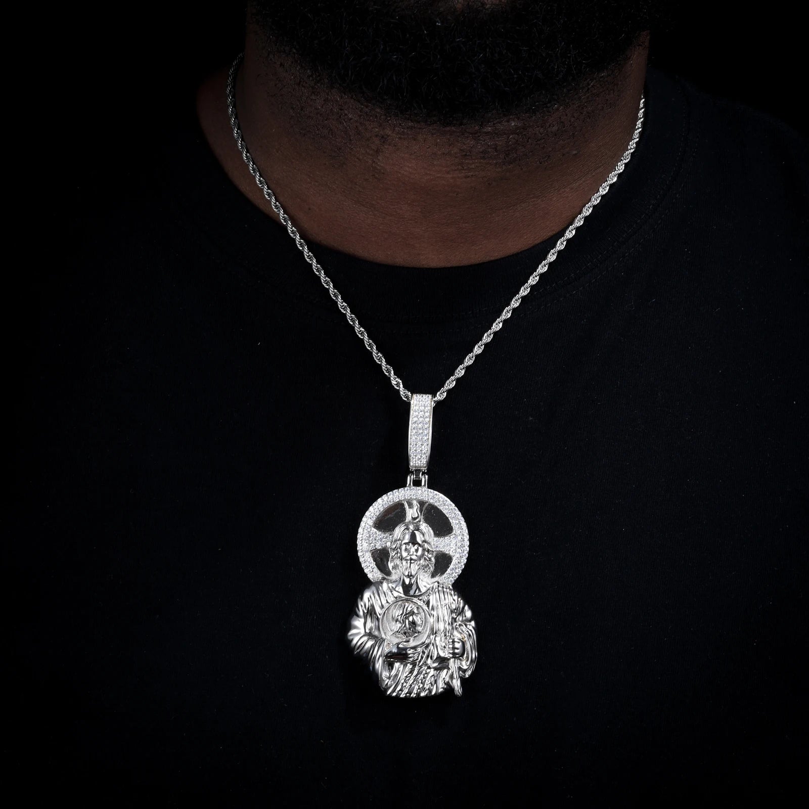 The Son | Moissanite Diamond Radiant Sun Jesus Head Solid 925 Silver Hip Hop Pendant