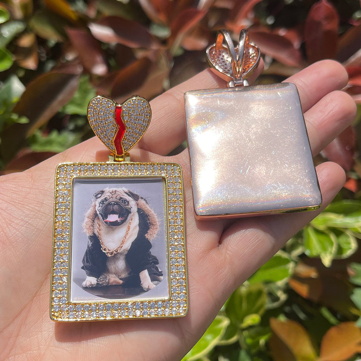Cherished Moment | Broken Heart Bail Iced Custom Photo Picture Pendant