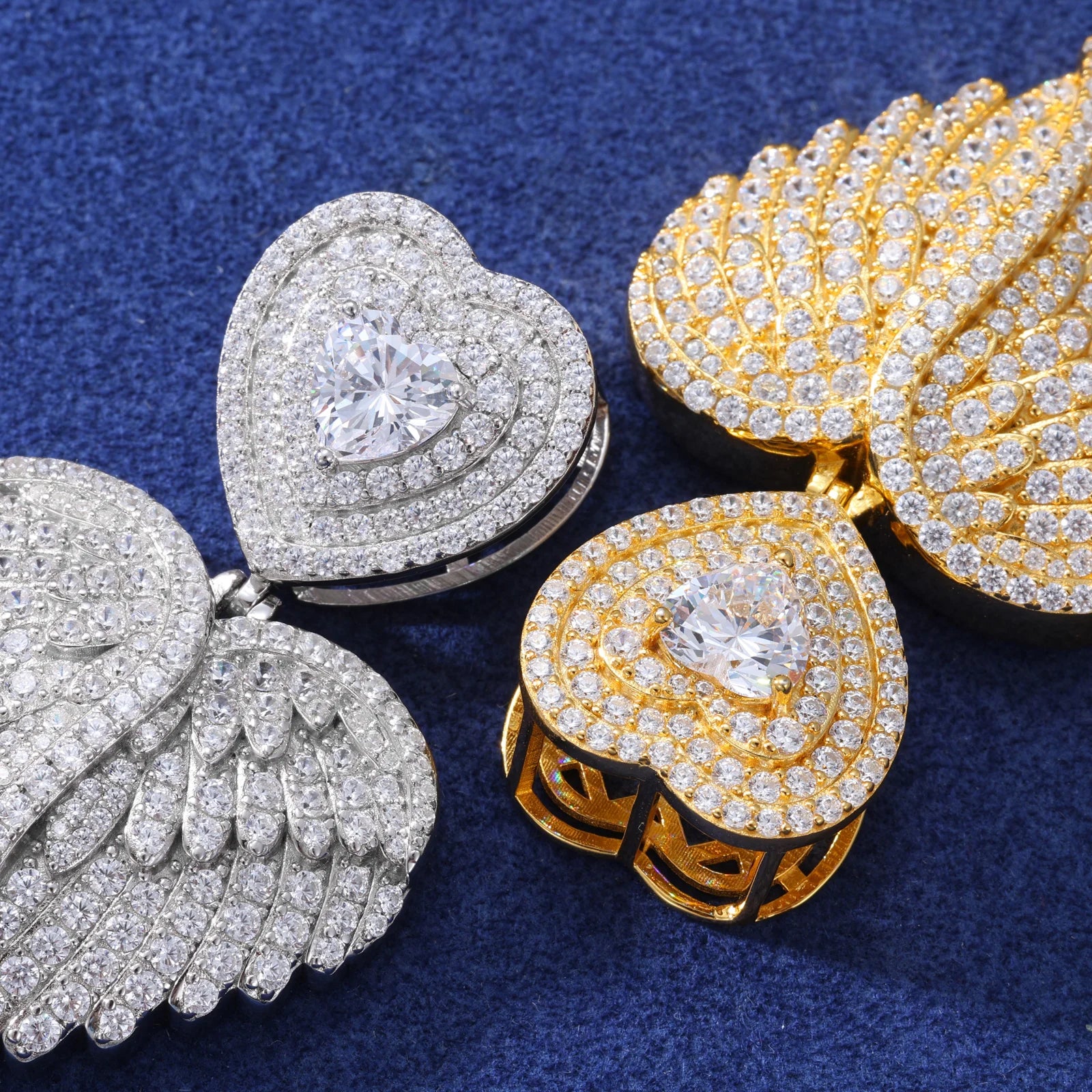 Angel Love | Moissanite Diamond 925 Sterling Silver Angel Wings Heart Pendant