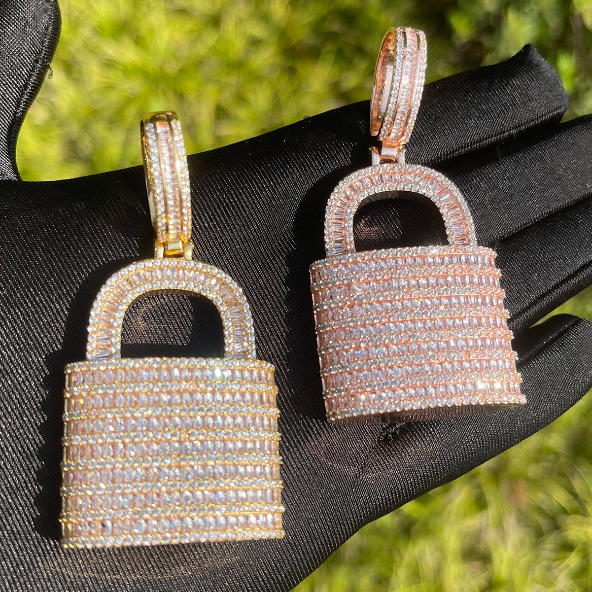 Lock Down | 24k Gold 3D VVS Diamond CZ Baguette Deadbolt Hip Hop Pendant