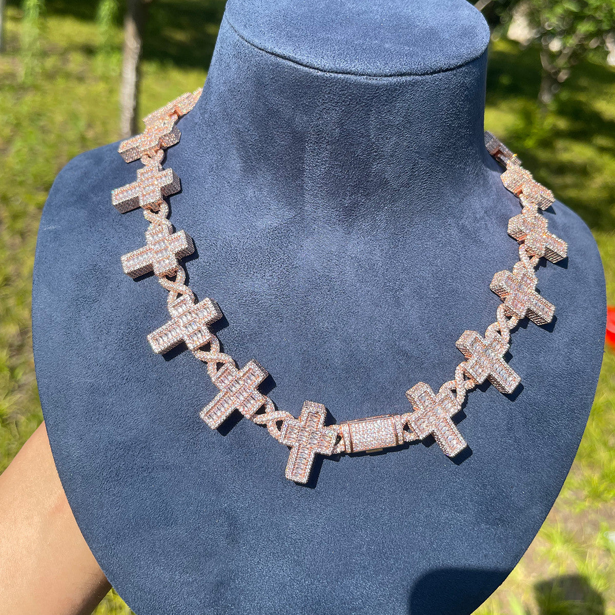 Luxe Infinity Iced Baguette Gemstone Chain Necklace