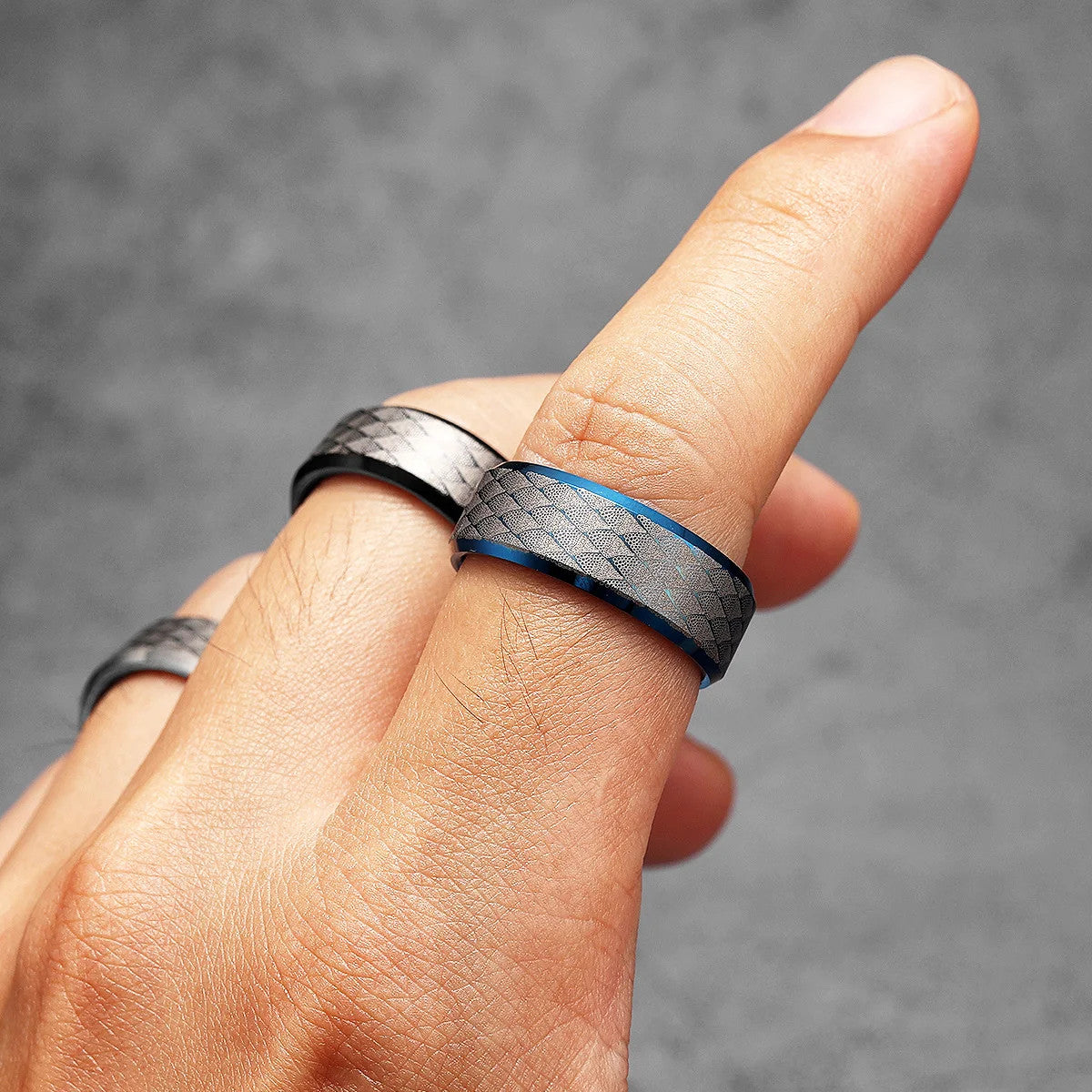 Snakeskin | Men's Luxury Silver Blue Black Tungsten Steel Street Wear Rings