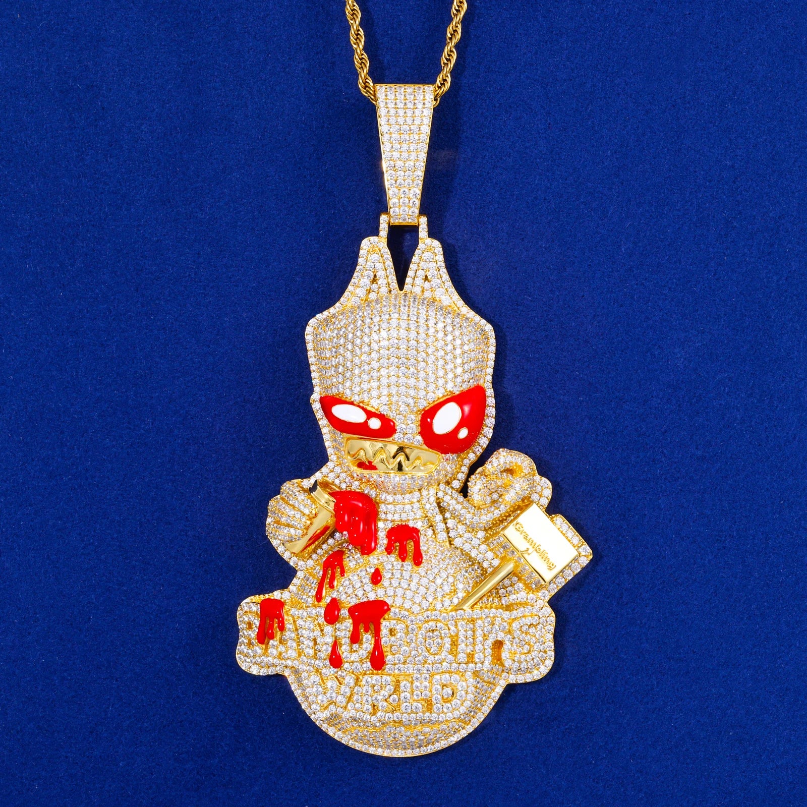 Bandbois WRLD | Custom VVS Moissanite Hip Hop 925 Solid Silver Blood Drip Pendant