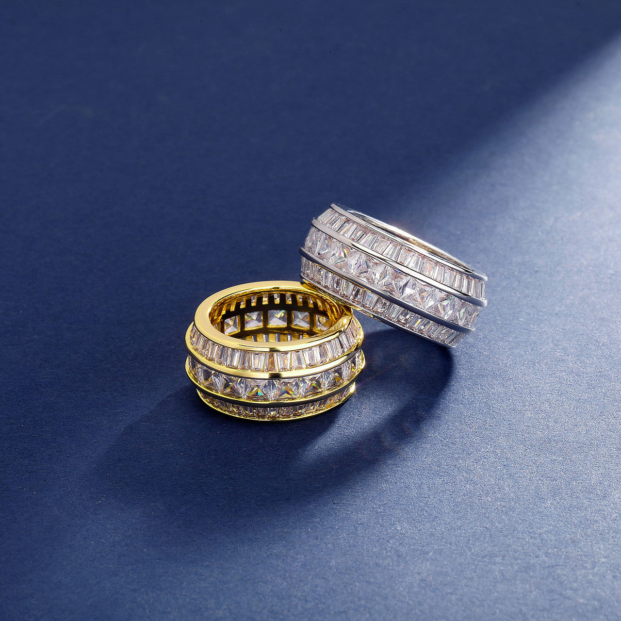 The Thunderdome | VVS Diamond CZ New Full Prong Set Iced Blinged Out Baguette Rings