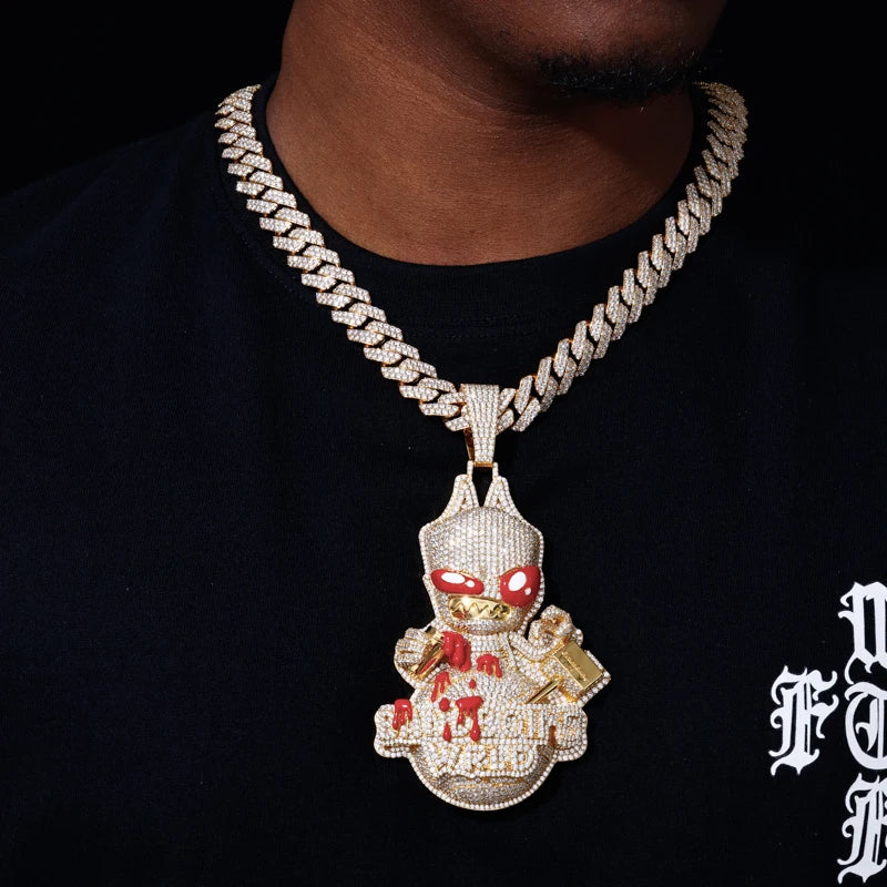 Bandbois WRLD | Custom VVS Moissanite Hip Hop 925 Solid Silver Blood Drip Pendant