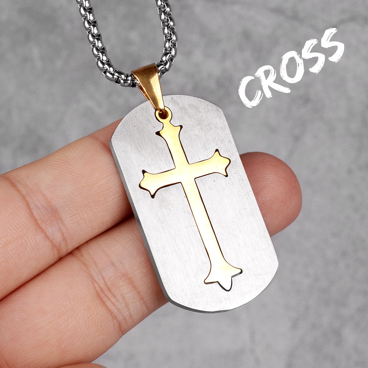 Detachable Cross | 316L Black 14k Gold over Stainless Steel Cross Tag Pendant