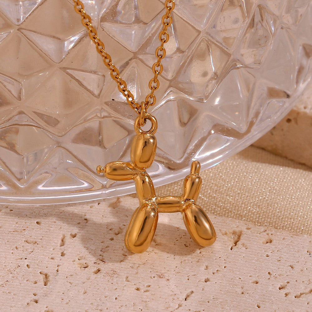 18k Gold No Fade Stainless Steel Cute Pet Poodle Puppy Dog Pendant Chain Necklaces