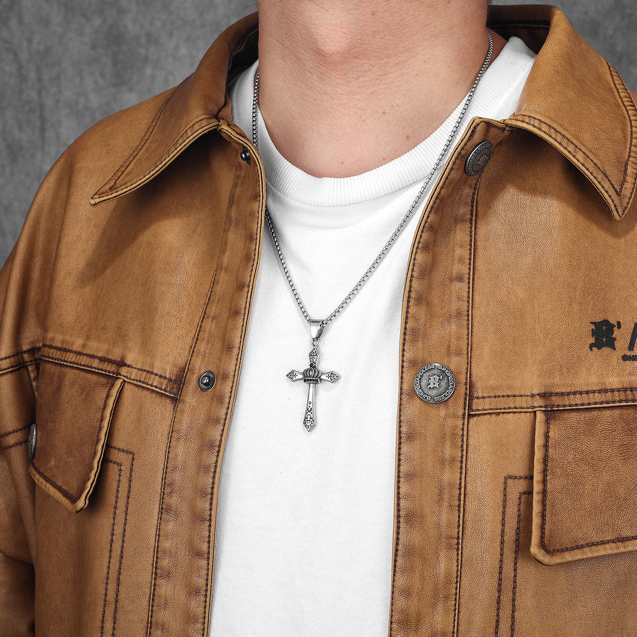 Crown Cross | Solid Stainless Steel Men's Kingly Cross Streetwear Pendant