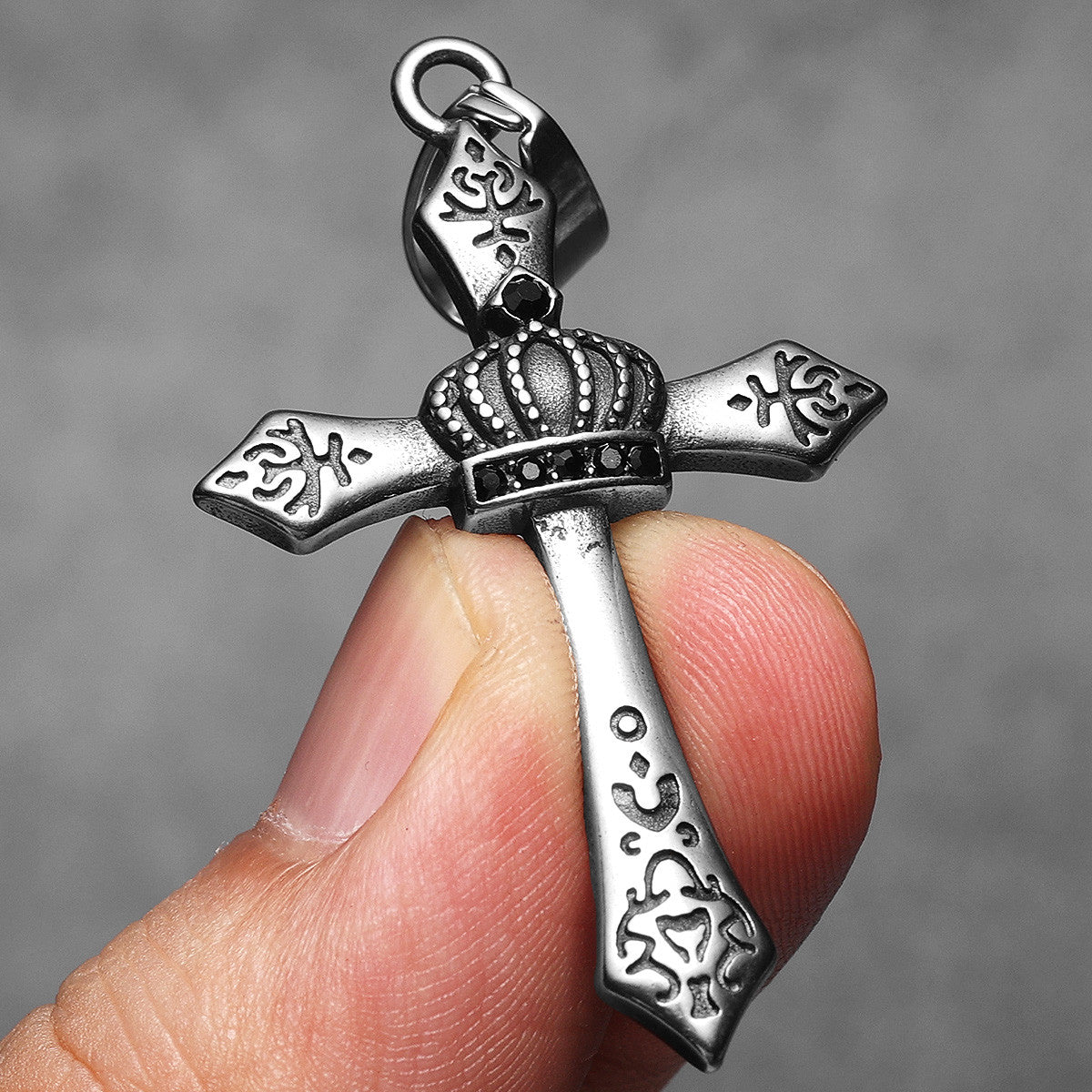 Crown Cross | Solid Stainless Steel Men's Kingly Cross Streetwear Pendant
