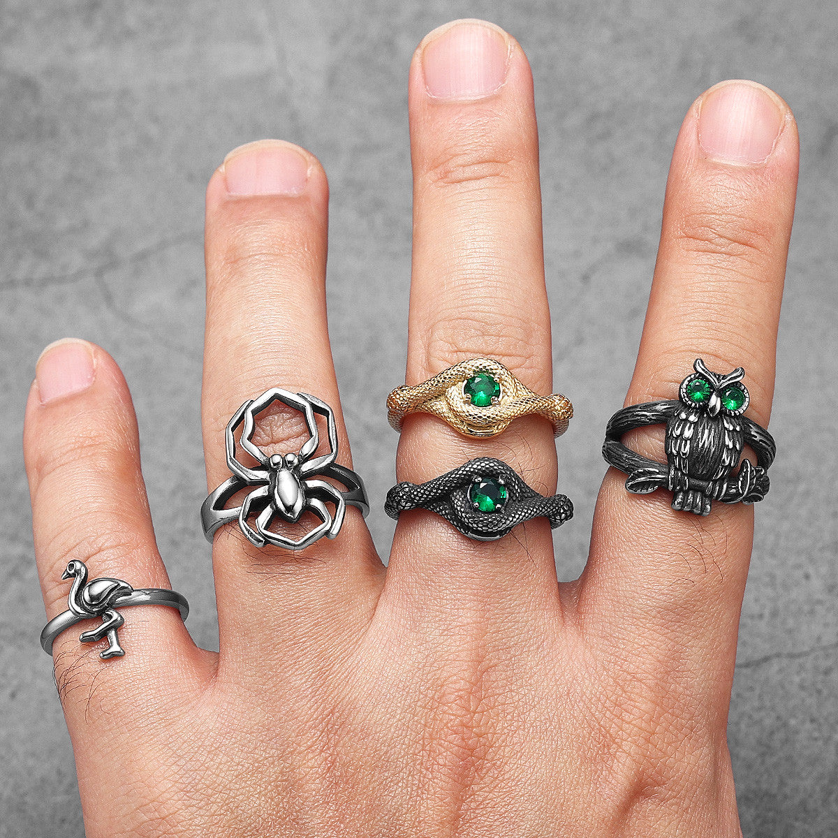 Spider | Solid No Fade Black Stainless Steel Men's Hip Hop Spider Rings