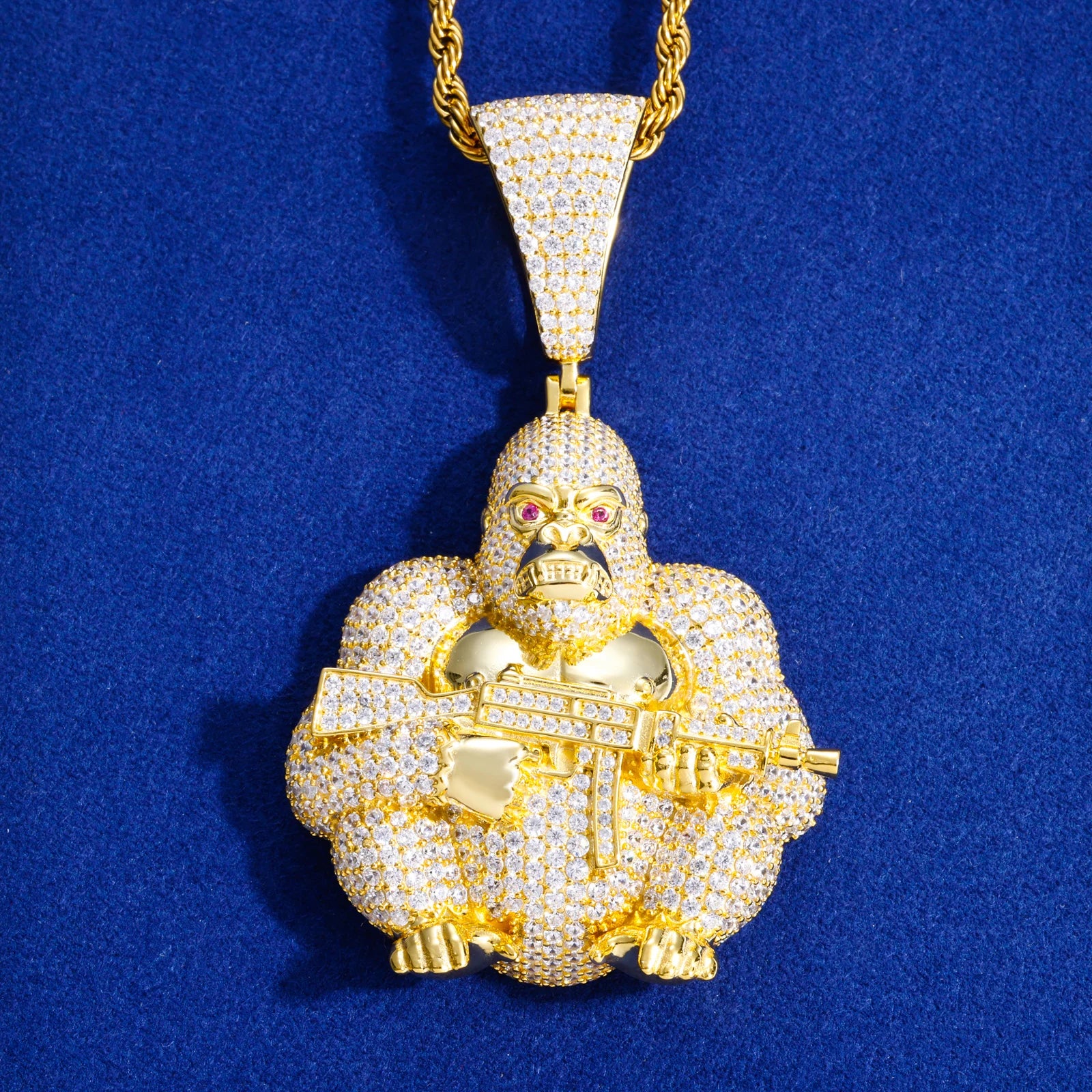 Gorilla Business | Luxury Real 925 Silver D VVS1 Moissanite Gorilla Chopper Pendant