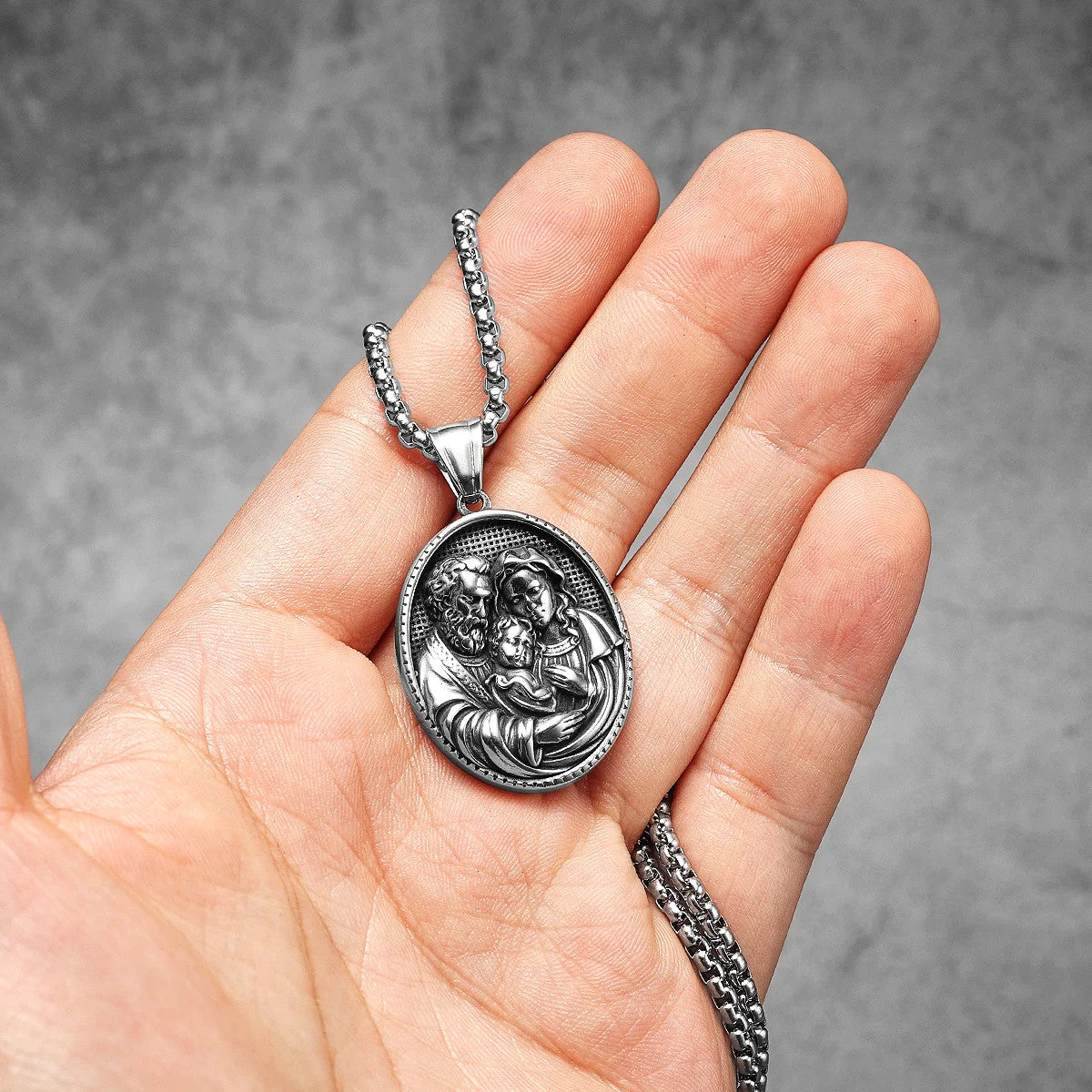 Holy Family | 316L Stainless Steel No Fade Powerful Amulet Pendant Chain Necklace
