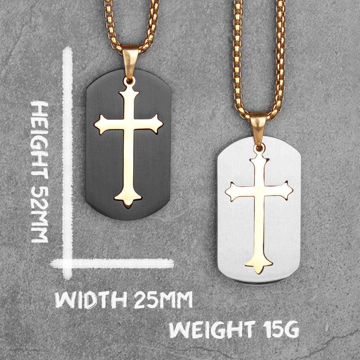 Detachable Cross | 316L Black 14k Gold over Stainless Steel Cross Tag Pendant