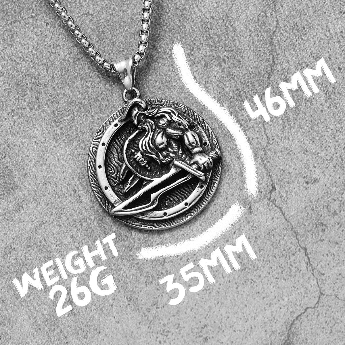 Berserker | 316L No Fade Stainless Steel Sword Viking Warrior God Pendant Chain Necklace