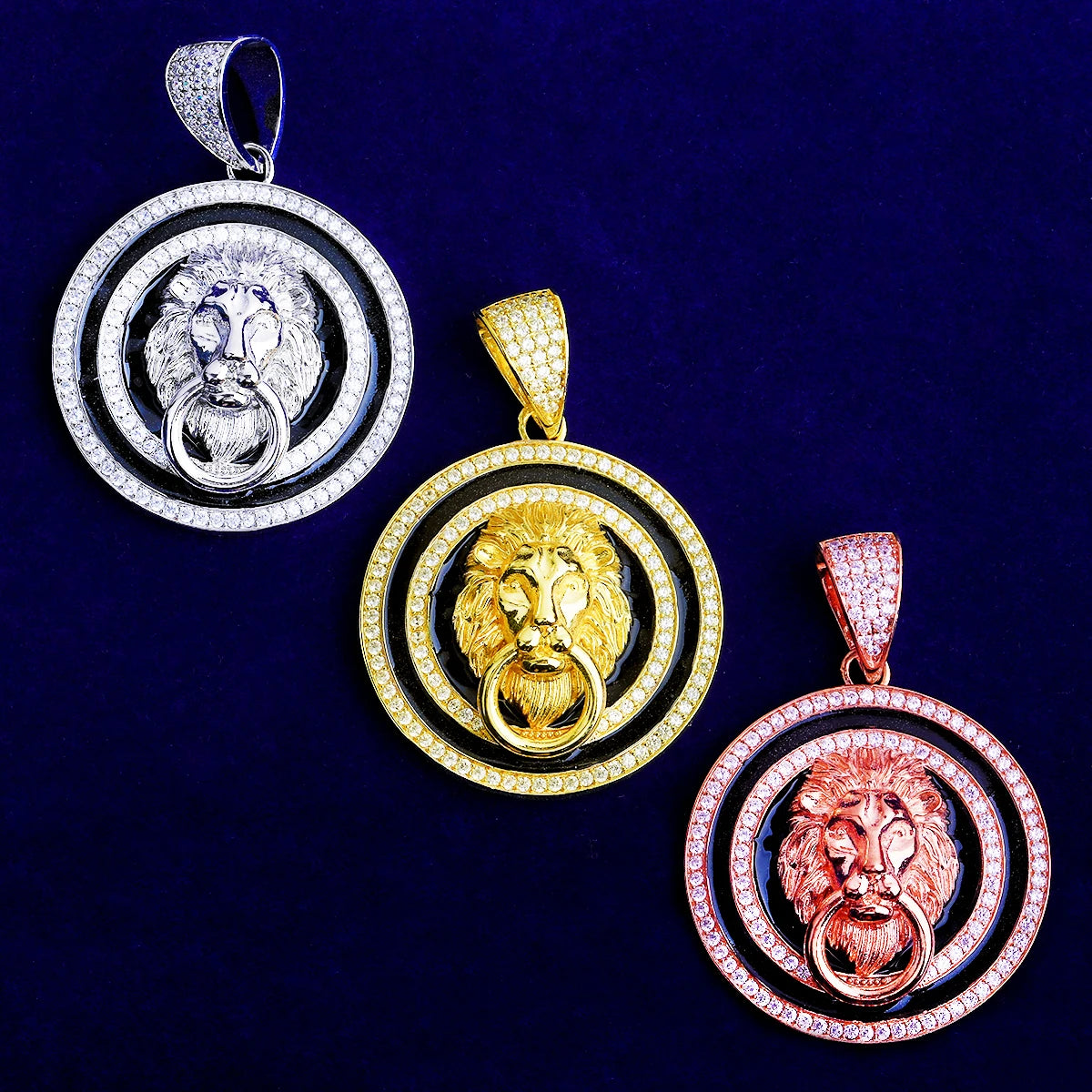 Domain Of Kings | VVS Diamond CZ Lions Circle of Trust Luxury Hip Hop Pendants
