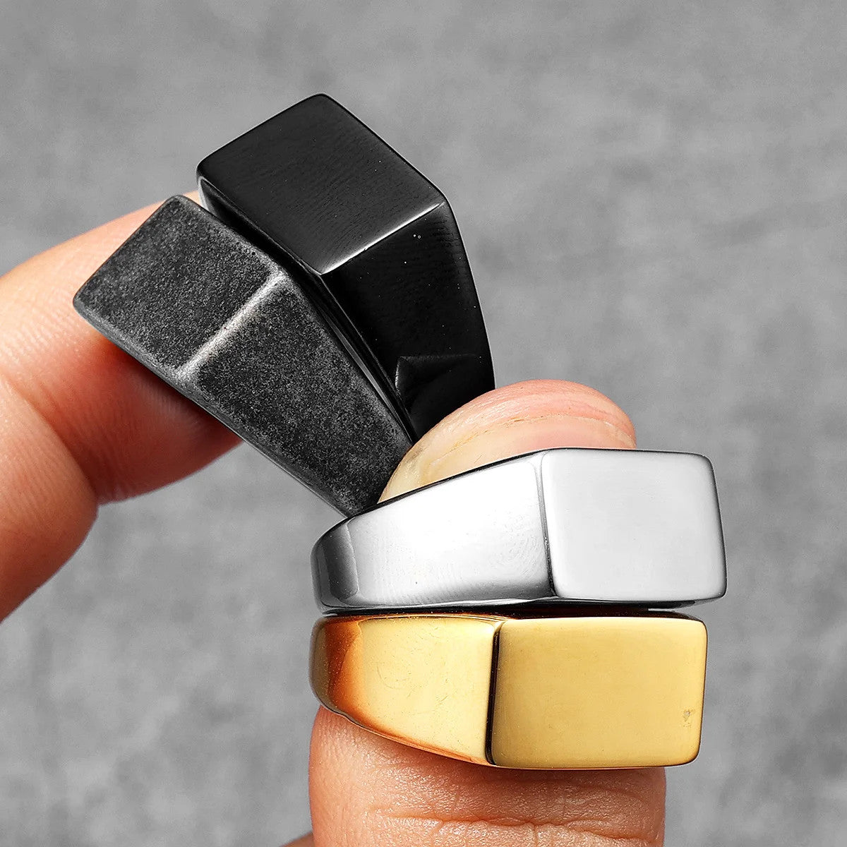 Minimalist Rectangle | 316L No Fade Stainless Steel Classic Man Street Wear Ring