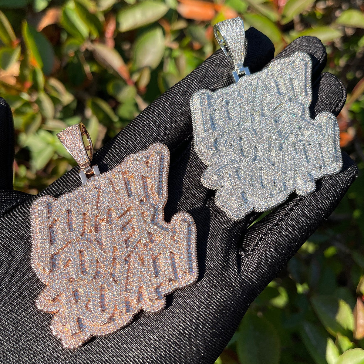 Loyalty Over Royalty | Flooded Iced Blinged Out Nameplate Style Hip Hop Pendant